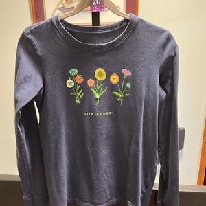 Life Is Good Women's Navy Floral Long Sleeve Tee #217